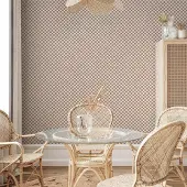 Bimago Behang - Checkerboard Pattern - Brown-White Grid with a Subtle Noise