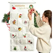 Dripio Adventskalender van stof, leeg, met 24 vakjes, herbruikbaar, 30x30 cm