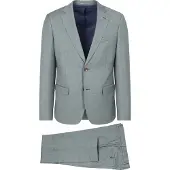 Suitable Sharkskin Kostuum Wol Groen
