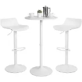 CLP Bartafelset Navo - Ronde Tafel - 2 Verstelbare Barkrukken - wit