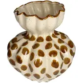 HD Collection Vaas Plix Keramiek Rond - Bruin Patroon - Sfeervolle Eyecatcher
