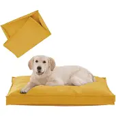 Merkloos Waterdichte Hondenbedhoes met Rits 90x68 cm Geel