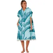 Ocean & Earth Palm Zip Front Hooded Poncho Handdoek