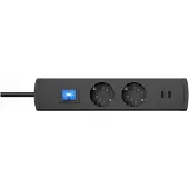 Kopp 234805000: Wandcontactdoos met schakelaar, 2 voudig, antraciet, met aardingscontact