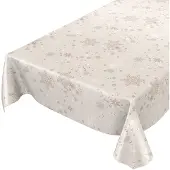 ANRO Tafelkleed Kerst Sneeuwvlokken Beige Rond Ø100cm Rechte rand Afwasbaar Waterafstotend
