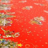 ANRO Tafelkleed Kerstman met Sterren Rood 500x140cm Rechte rand Afwasbaar Waterafstotend
