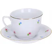 Lubiana Jastra Wiedeń Kop en Schotel 300ml - Bloemendesign met Goudrand