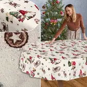 ANRO Tafelkleed Kerstkabouter Meerkleurig Ovaal 260x140cm Rechte rand Afwasbaar Waterafstotend