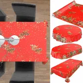 ANRO Tafelkleed Kerstman met Sterren Rood 140x100cm Met sierband Afwasbaar Waterafstotend