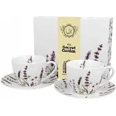 Duo Koffieset 2x 280ml Porselein met Lavendelmotief