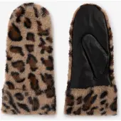 Sissy-Boy - Bruine leren wanten met leopard print - S/M