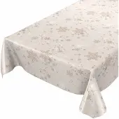 ANRO Tafelkleed Kerst Sneeuwvlokken Beige 280x140cm Rechte rand Afwasbaar Waterafstotend