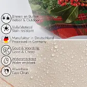 ANRO Kerstkrans Tafelzeil Beige Rechthoekig 400x140 cm - Rechte rand