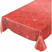ANRO Tafelkleed Kerst Sneeuwvlokken Rood 240x140cm Rechte rand Afwasbaar Waterafstotend