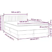vidaXL Boxspring met matras en LED fluweel donkergrijs 160x210 cm
