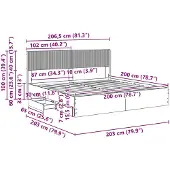 vidaXL Bedframe met opbergruimte en hoofdeinde, betonkleur, 200 x 200 cm
