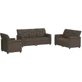 vidaXL Bankstel 3 pcs Grijs Kunstleer