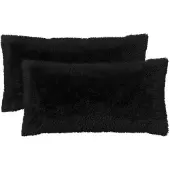 vidaXL Kussensloop 2 st HEERLEN Zwart 40 x 70 cm PV Fleece