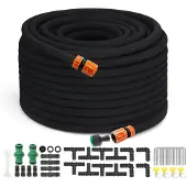 Merkloos Druppelirrigatieset, poreuze slang, 30 meter, voor tuinbedden