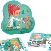 Eurekakids Puzzel 4 in 1 Dierenarts - Dieren Dokter - Vier Kinderpuzzels in Stijlvolle Verpakking - 6, 9, 12 en 16 Stukjes