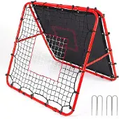 Merkloos Voetbalrebounder 100x100x87 cm, dubbelzijdig, verstelbaar, voor tuin
