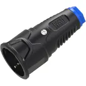 Bachmann beschermcontactstekker, rubber, CEE7/3, IP20, zwart/blauw