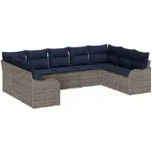 vidaXL Tuinbank Set Grijs poly rattan