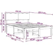 vidaXL Tweepersoonsbed met hoofdbord ROSTOCK Donkerbruin 150 x 200 cm