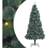 vidaXL Kunstkerstboom met verlichting en ballenset Groen 240 cm PET