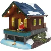 Santaville Chalet with Fisher with LED Polyresin 20cm