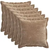 vidaXL Kussensloop 6 st HOUTEN Bruin 45 x 45 cm Chenille Stof
