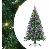 vidaXL - Kunststof - Voorverlichte - Kerstboom - met - 150 - LED - Groen - 120 - cm - PVC