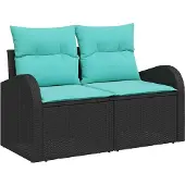 vidaXL Tuinbank, zwart, 124 x 62 x 85 cm, polyrotan