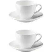 IKEA VÄRDERA Koffiekop met schotel - Wit, 20 cl (2 stuks)