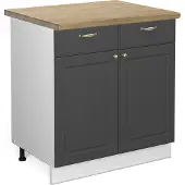 Vicco Keukenonderkast Fame-Line Antraciet-goud 80 cm , WB Eik, Model 45554