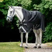 Rambo Wug Turnout Medium 200g Hoge Hals Zwart/Onweersgrijs & Zilver 6'9"