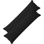 vidaXL Kussen met kussen HOUTEN 2 st Zwart Faux Linnen