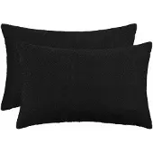 vidaXL Kussensloop 2 st HEERLEN Zwart 30 x 50 cm Bouclé