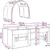 vidaXL Bed met tunnel, 3 stuks, Sonoma eikenhout en blauw houtvezel