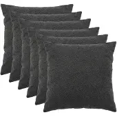 vidaXL Kussensloop 6 st HEERLEN Donkergrijs 65 x 65 cm Bouclé