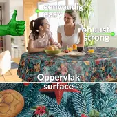 ANRO Tafelkleed Kerst Dennentakken Blauw Ovaal 160x140cm Met sierband Afwasbaar Waterafstotend