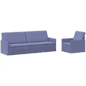 vidaXL - Bankstel - 2 - pcs - Jeans - Blauw - Stof