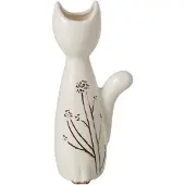 J-Line vaas Kat - porselein - wit/zwart - small