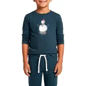 Super.natural - Kid's Snowman L/S - Merinolongsleeve 164, blauw
