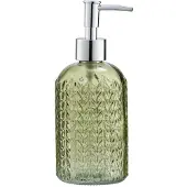 Wenko Zeepdispenser Vetro groen glas 400ml - Zeeppompje vrijstaand en navulbaar - Badkamer/toilet/keuken