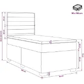 vidaXL Boxspringbed met matras en hoofdbord, crème, 90 x 190 cm, stof
