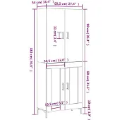 vidaXL Hoge kast 69,5x34x180 cm bewerkt hout betongrijs