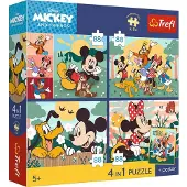 Trefl Puzzel 4-in-1 Mickey en zijn vrienden + poster van