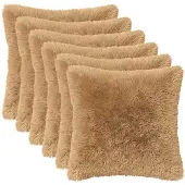vidaXL Kussensloop 6 st HEERLEN Taupe 30 x 30 cm PV Fleece