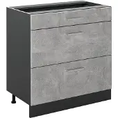Vicco Keukenonderkast R-Line Beton/Antraciet 80 cm met 3 laden zonder werkblad, Model 72383